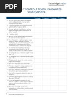 General IT Controls Review Password Questionnaire