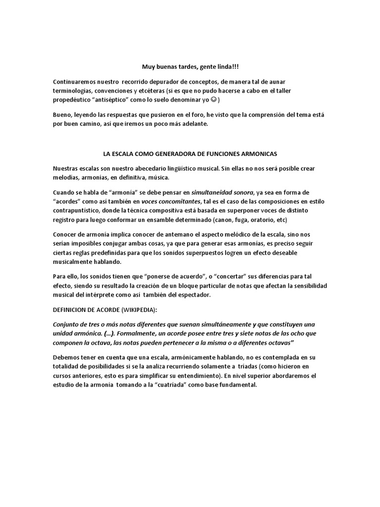 Armonía y Acordes en Escalas Musicales | PDF | Acorde (Música) | Escala ...