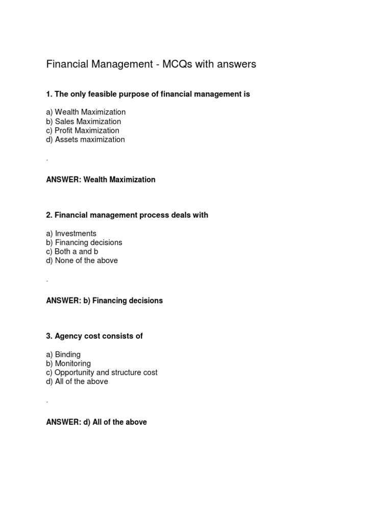 Finance Mcq Pdf Ine Working Capital