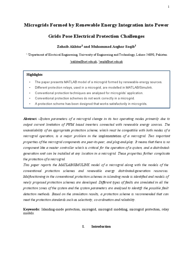 Microgrid Protection Challenges in MATLAB | PDF | Distributed ...