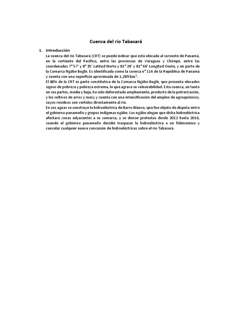Cuenca del río Tabasará en Panamá | PDF