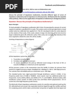 DNB Ent Theory Question Impedance Audiometry 2011 and 2018 Dnbmentors