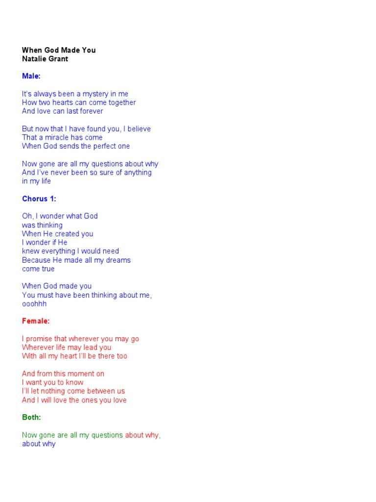 "When God Made You Lyrics" | PDF | Self-Improvement