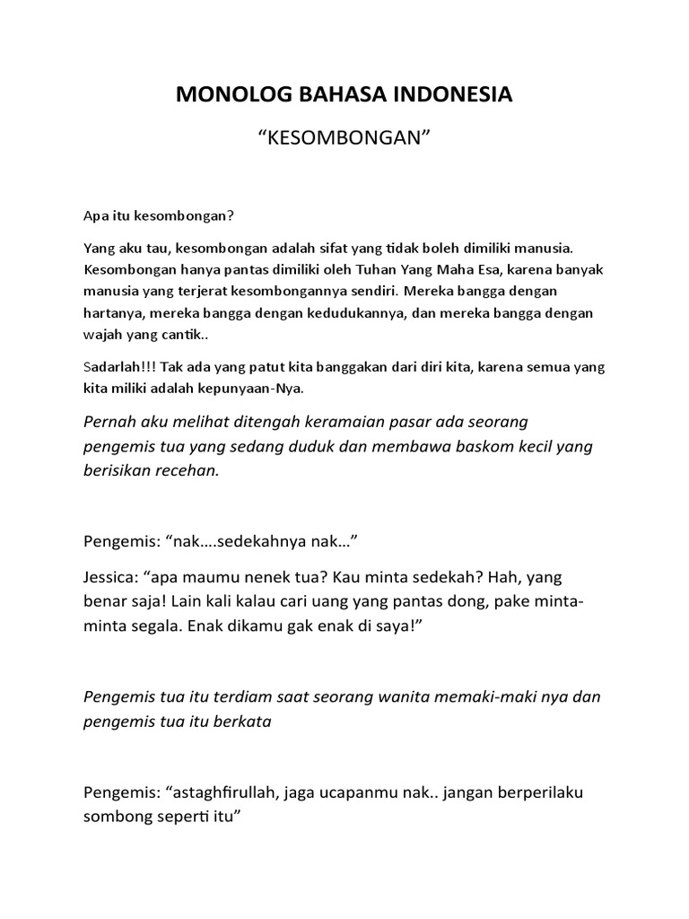 Monolog Bahasa Indonesia Hehe