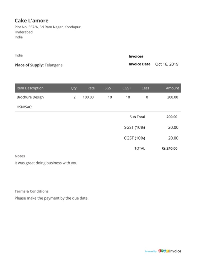 Cake L'amore Place of Supply Telangana PDF