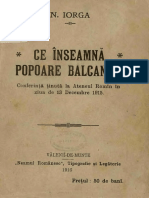 Nicolae Iorga - Ce Înseamnă Popoare Balcanice - Conferință Ținută La Ateneul Român În Ziua de 13 Decembrie 1915 PDF