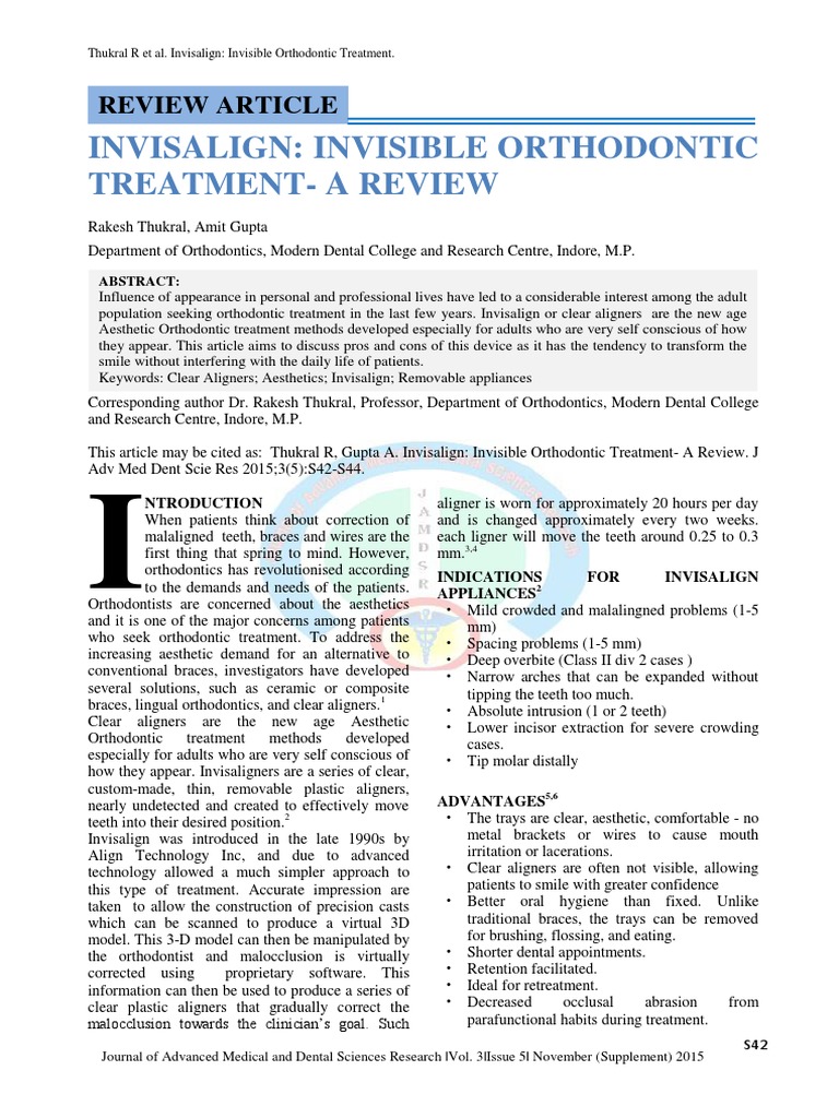 Invisalign: Invisible Orthodontic Treatment-A Review | PDF ...