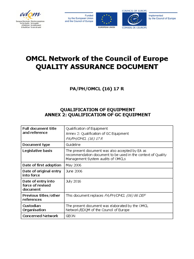 GC Equipment Qualification Guidelines | PDF | Gas Chromatography ...