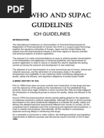 Ich, Who and Supac Guidelines