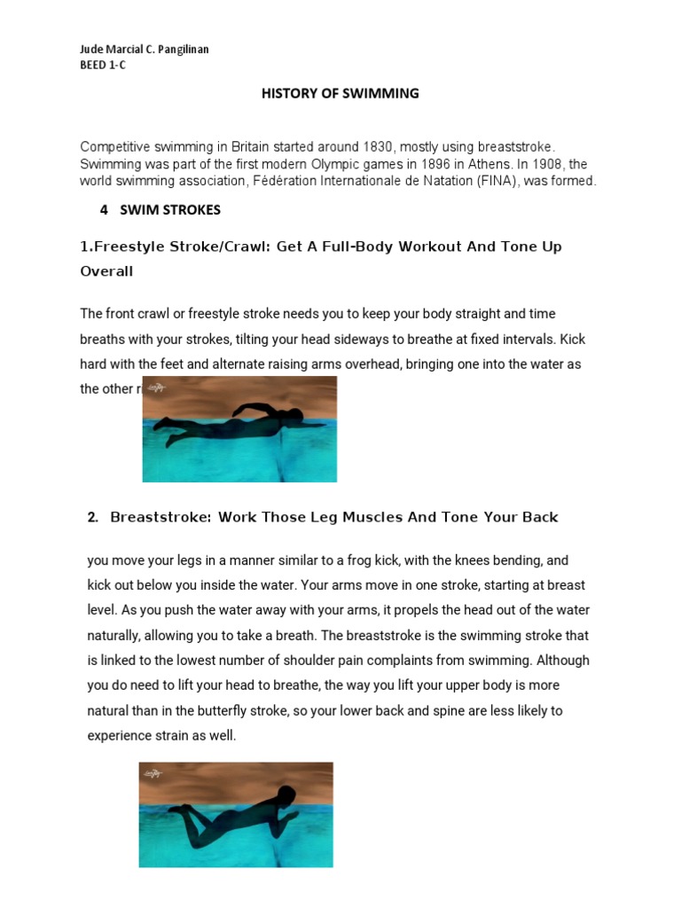 HISTORY OF SWIMMING JM PDF Swimming (Sport) Athletic Sports