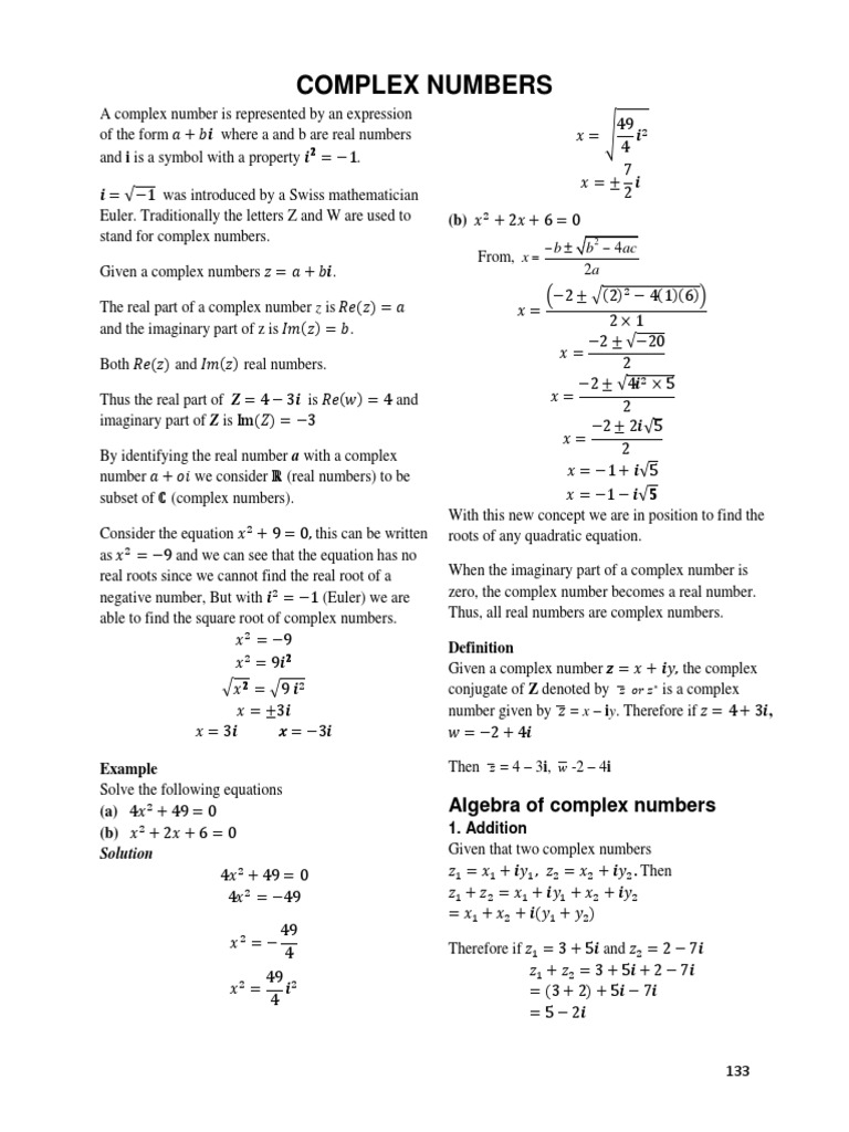 Chapt 6 Complex Numbers PDF PDF Complex Number Numbers