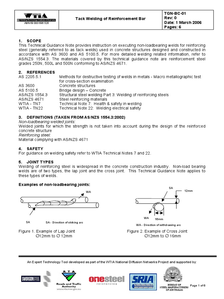 TGN-BC-01 Tack Welding of Reinforcement Bar | PDF | Welding | Construction