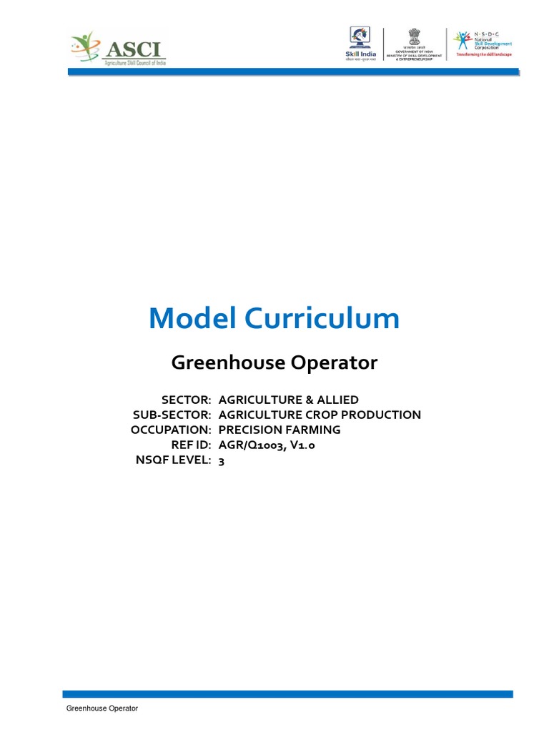 Model Curriculum Greenhouse Operator PDF Greenhouse Pesticide