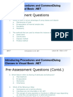 Pre-Assessment Questions: Introducing Procedures and Commondialog