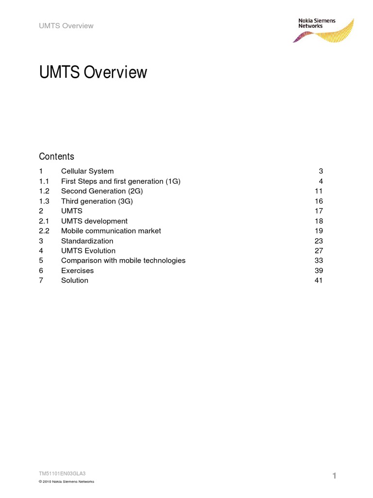 01 TM51101EN03GLA3 UMTS Overview PDF | PDF | Gsm | Cellular Network