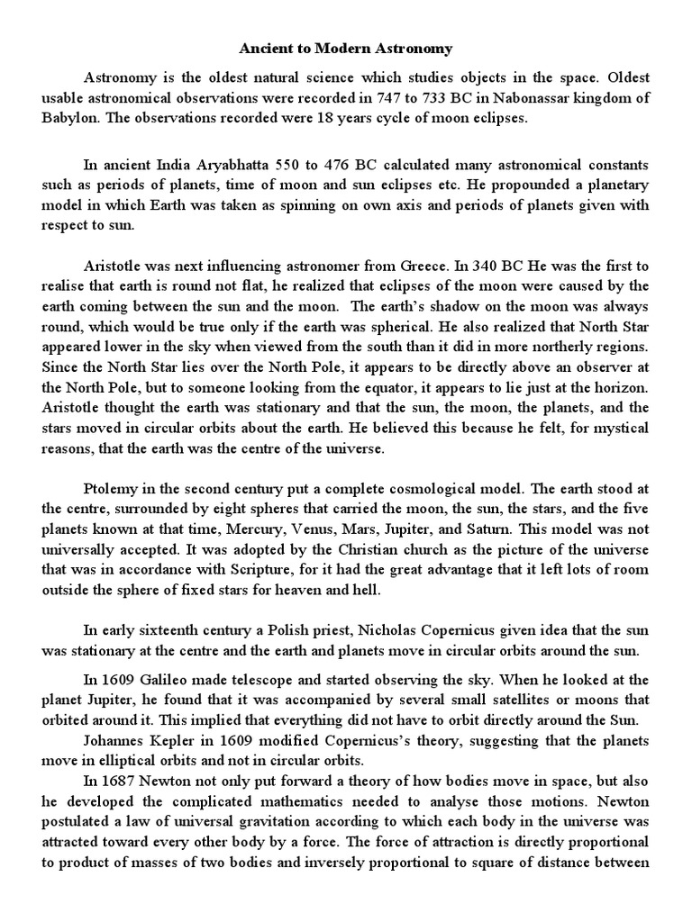 Astronomy's Evolution Through Ages | PDF | Orbit | Planets