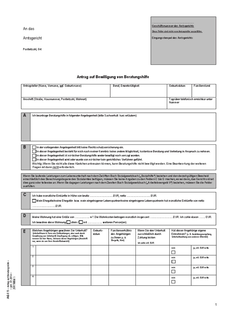 Beratungshilfe Formular | PDF