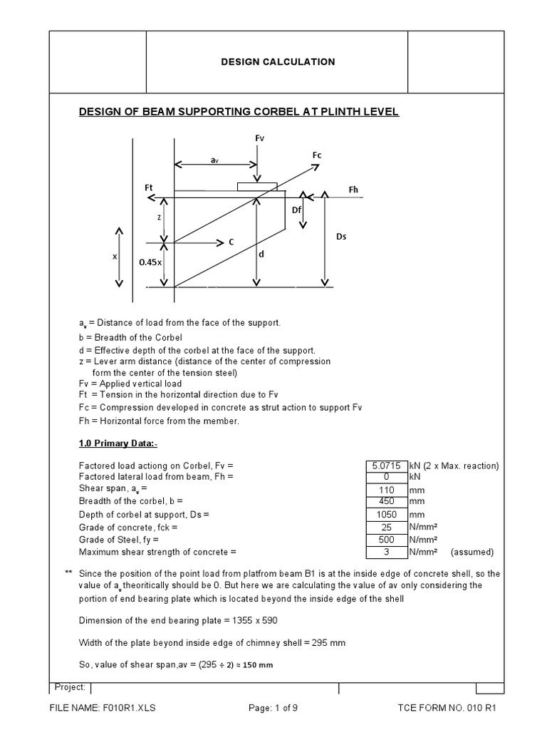 Design of Corbel PDF Beam (Structure) Structural Engineering
