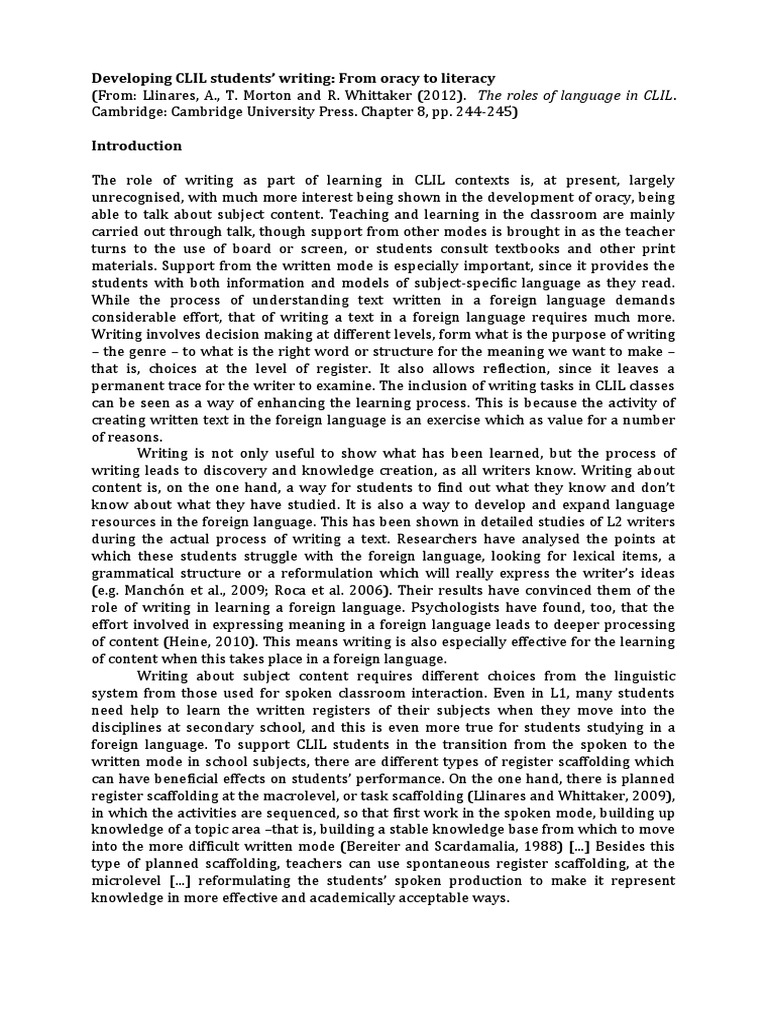 Enhancing CLIL Writing Skills | PDF | Foreign Language | Second Language