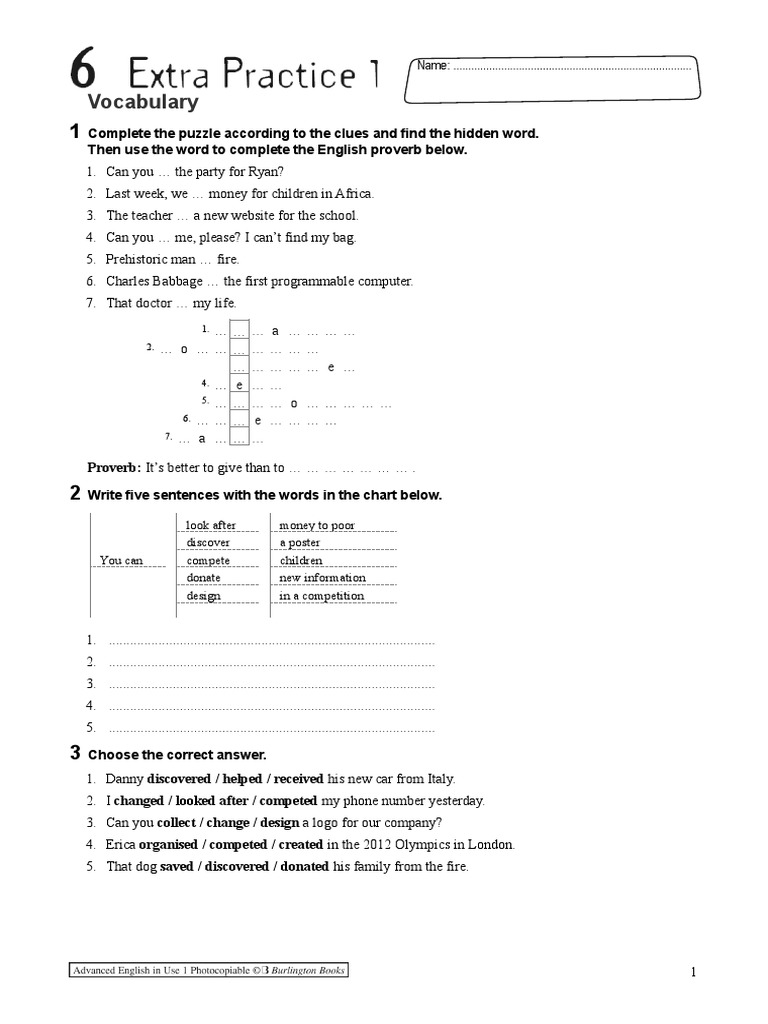 Extra Practice Unit 6 1G | PDF | Onomastics | Languages