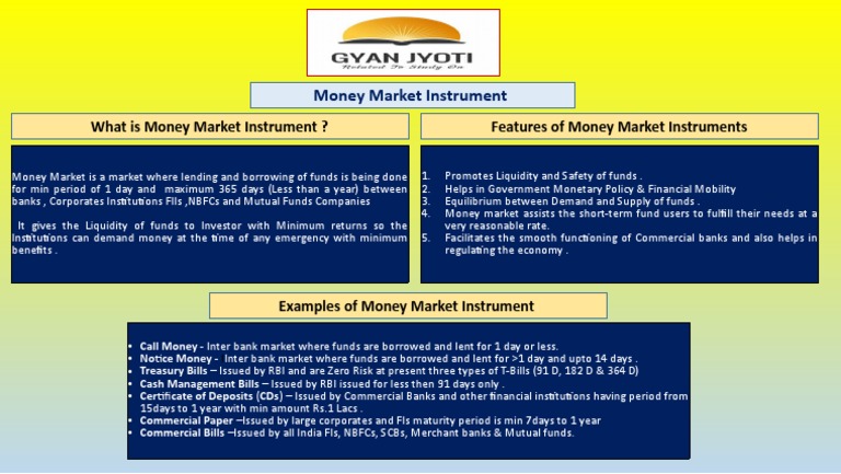 Overview of Money Market Instruments | PDF | Finance & Money Management