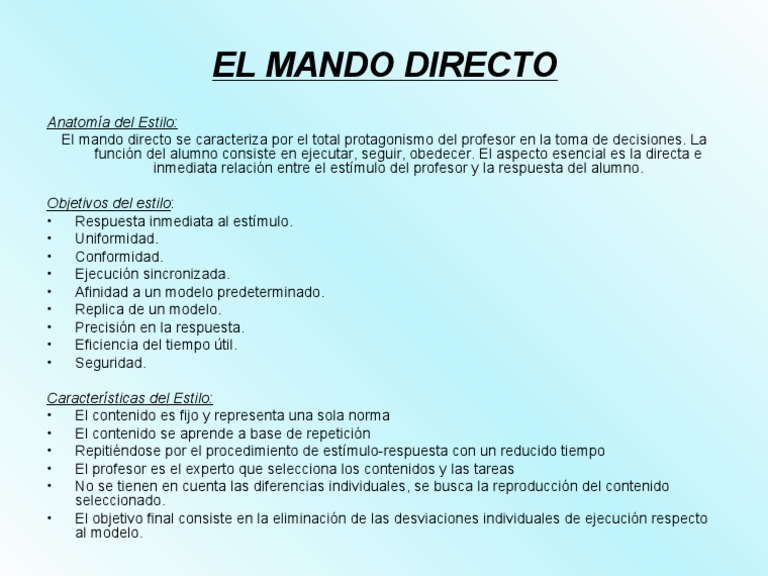 Mando Directo en Educación Física | PDF