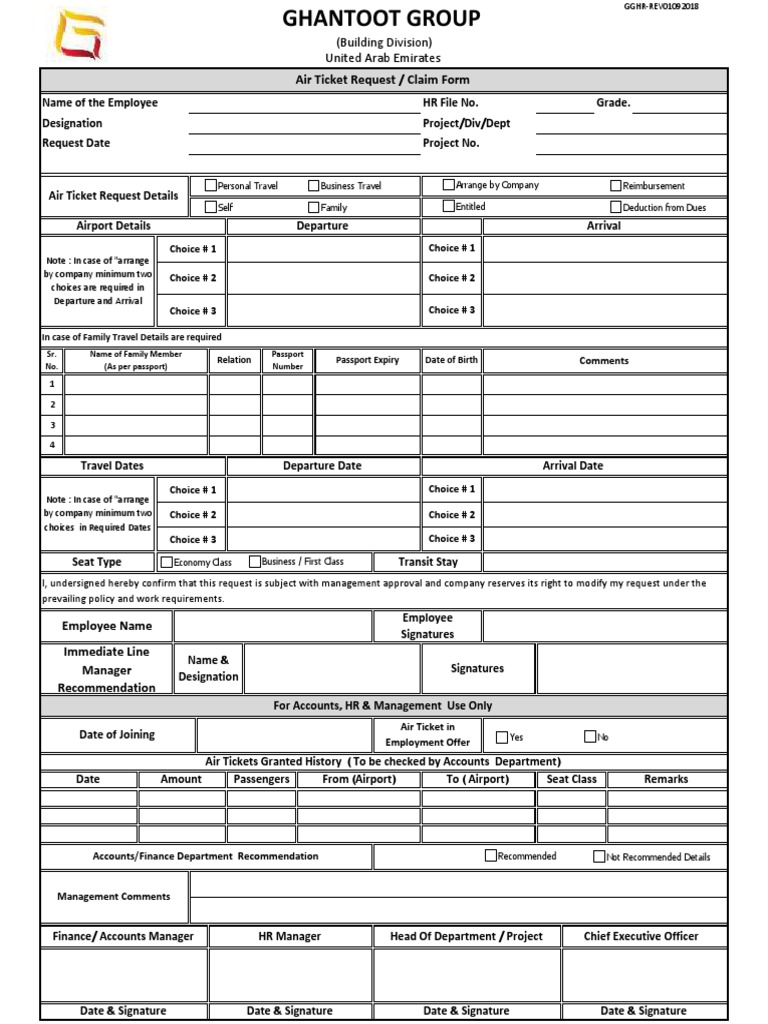 03 - Air Ticket Request & Claim Form 2018 | PDF | Passport | Government