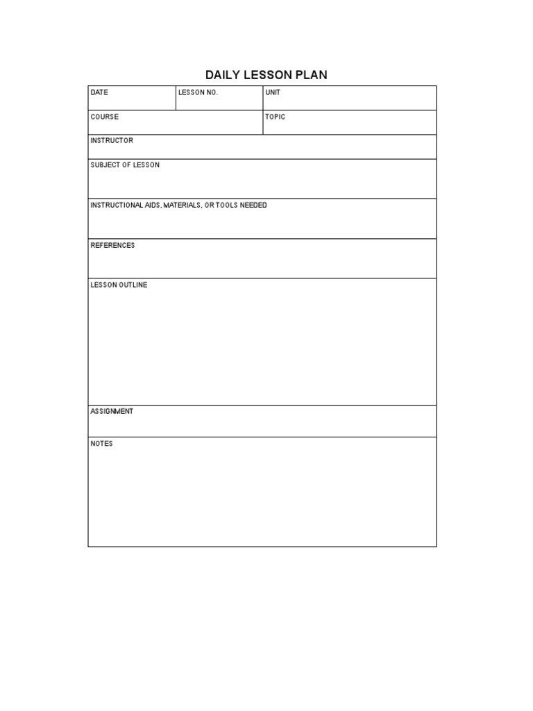 Daily Lesson Plan: Date Lesson No. Unit | PDF