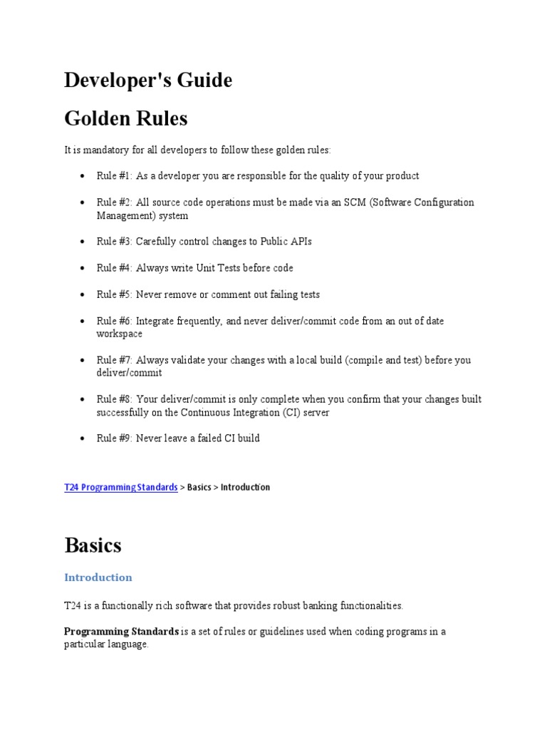 Developer's Guide Golden Rules: Programming Standards Is A Set of Rules ...