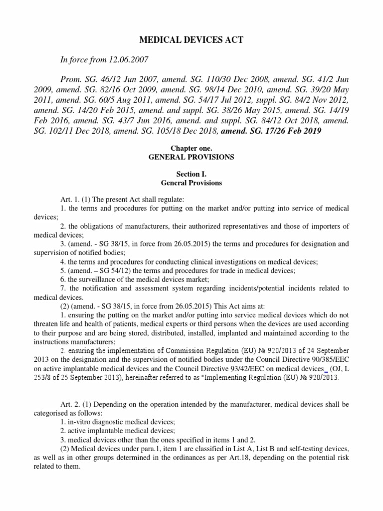 Medical Devices Act PDF Medical Device Clinical Trial