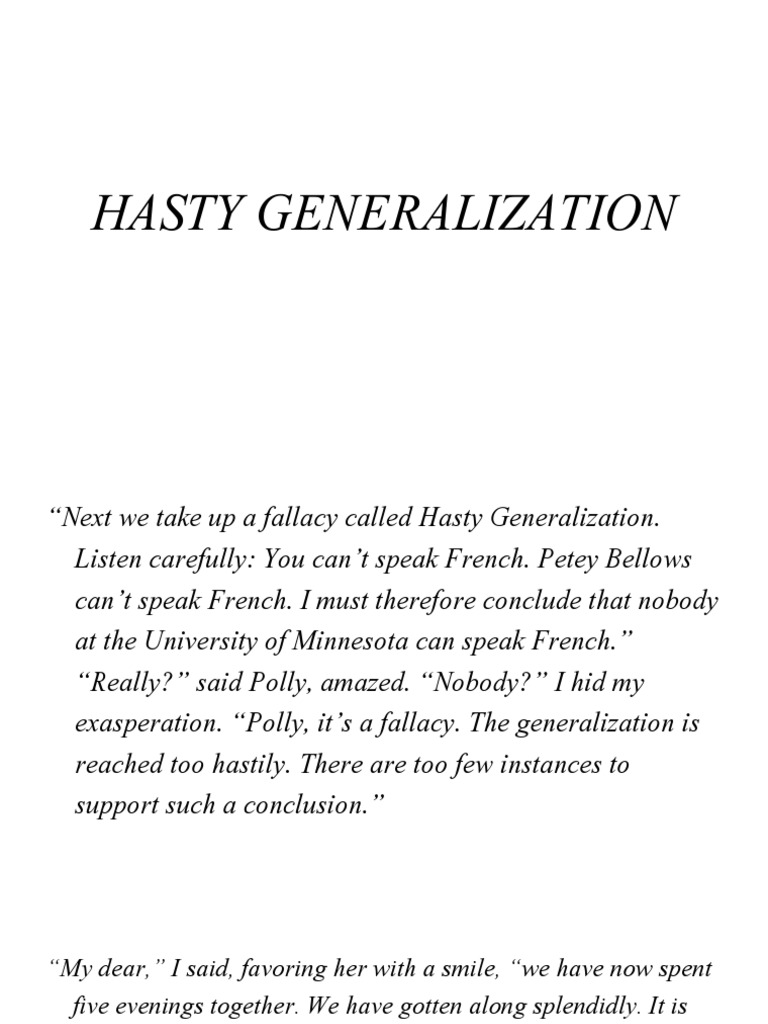 Hasty Generalization PDF