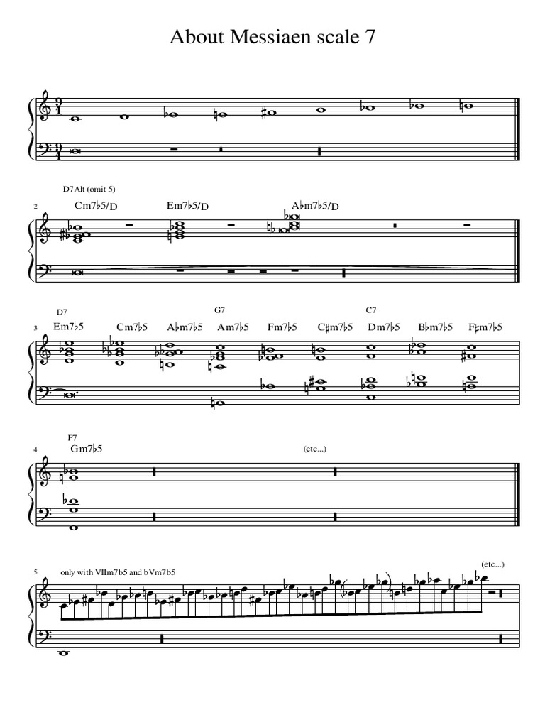 About Messiaen Scale 7 Cm7 5 D Em7 5 D A M7 5 D Elements Of Music Music Theory