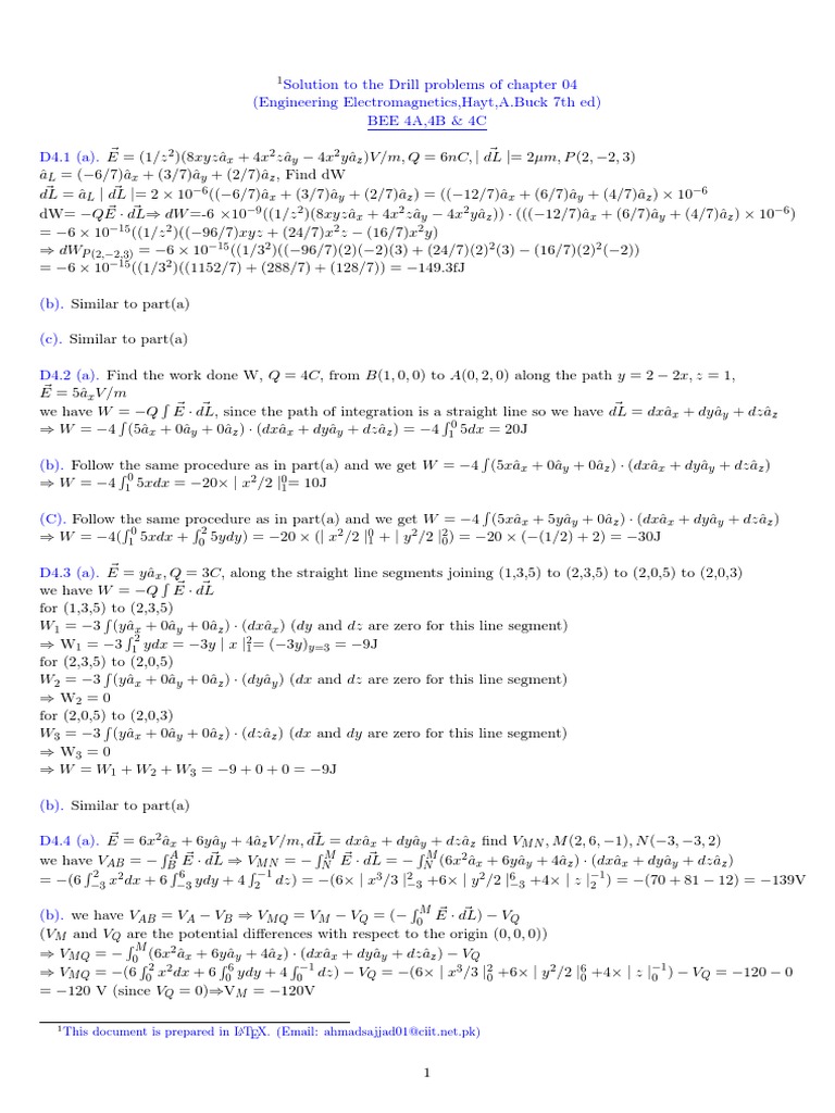 Solution To The Drill Problems of Chapter 04 (Engineering