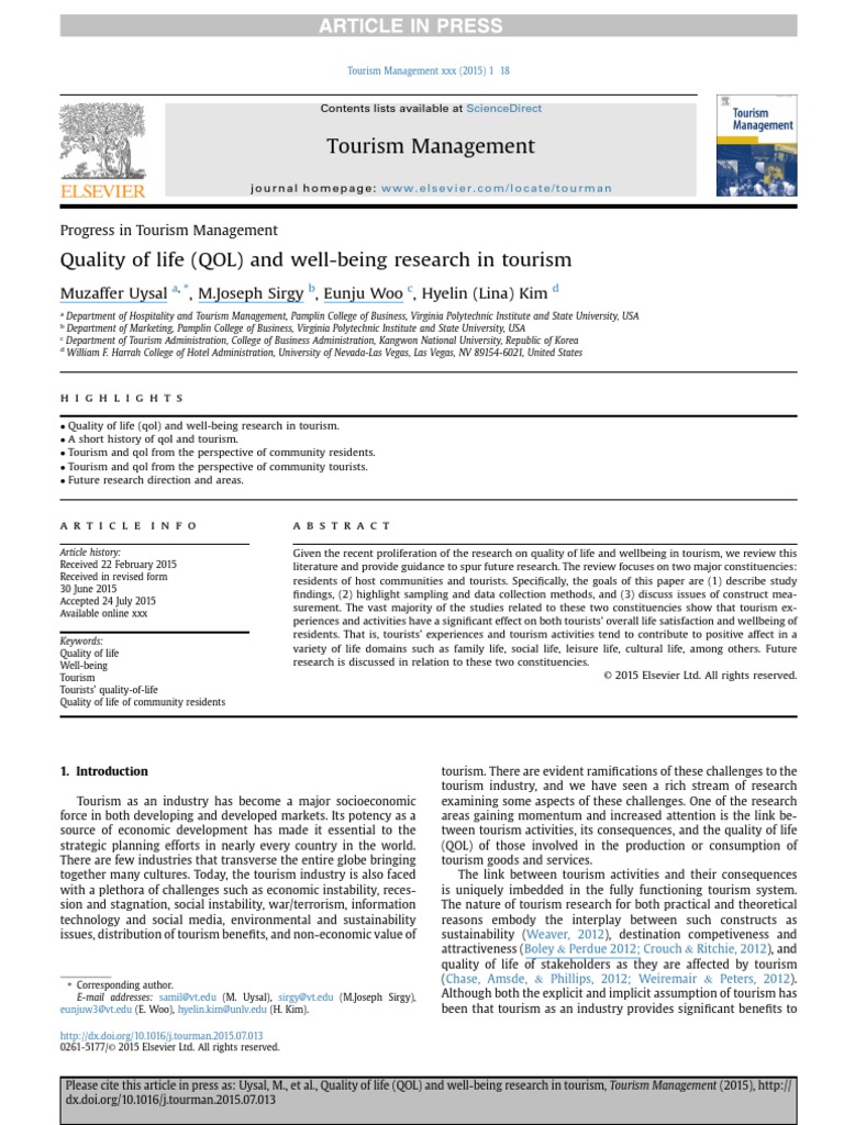 Quality of Life QOL and Well-Being Resea PDF | PDF | Quality Of Life ...