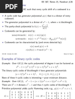 Cyclic Codes: Review: EE 387, October 28, 2015 Notes 15, Page 1