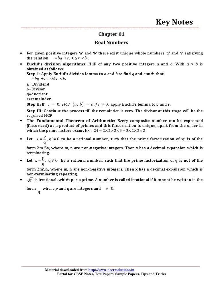 CBSE Math: Real Numbers Guide | PDF