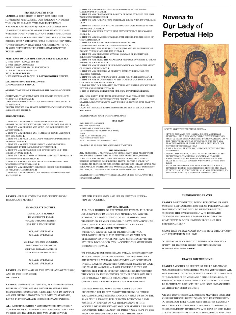Our Lady of Perpetual Help: Novena To | PDF | Mary, Mother Of Jesus | Prayer
