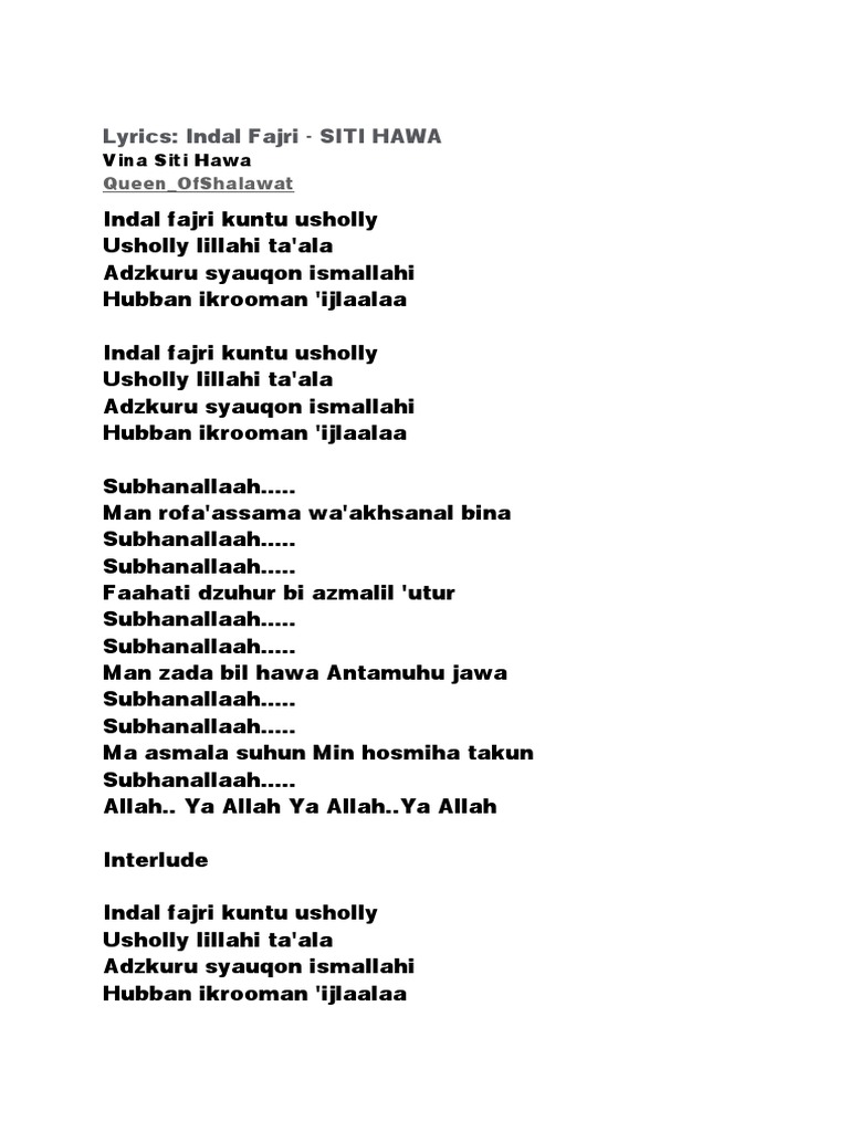 Lirik Indal Fajri