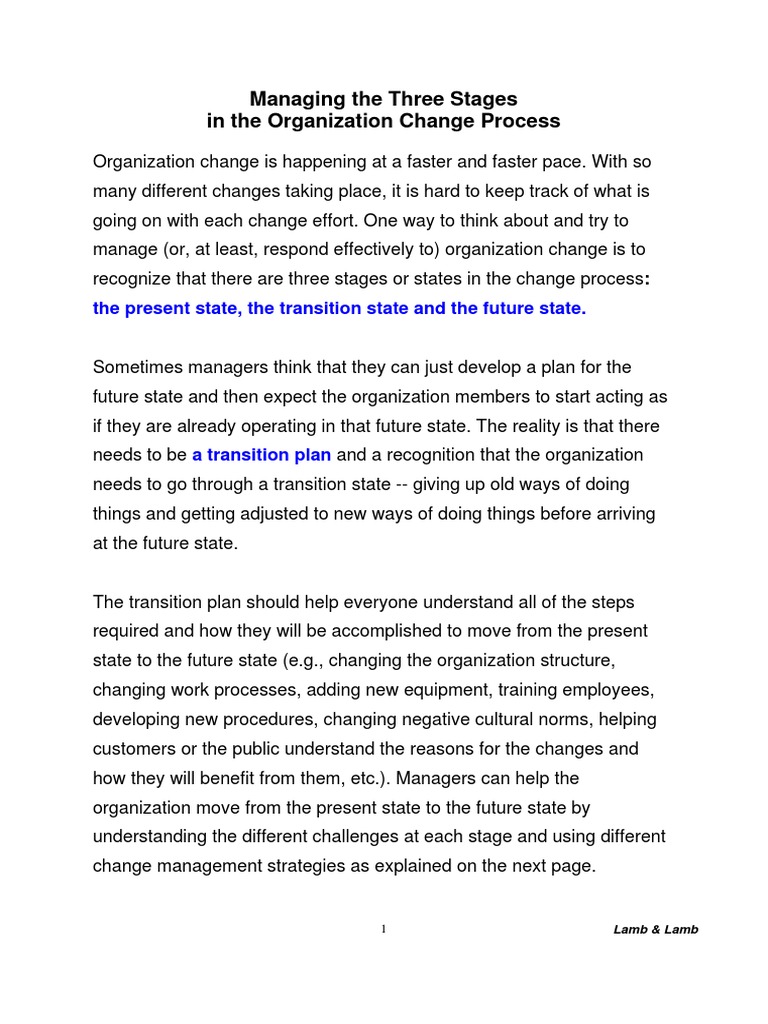Managing The Three Stages in The Organization Change Process | PDF ...