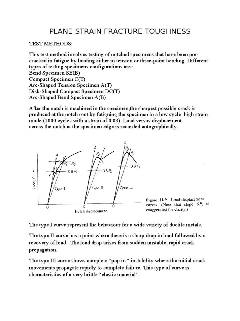 Plane Strain Fracture Toughness Testing | PDF