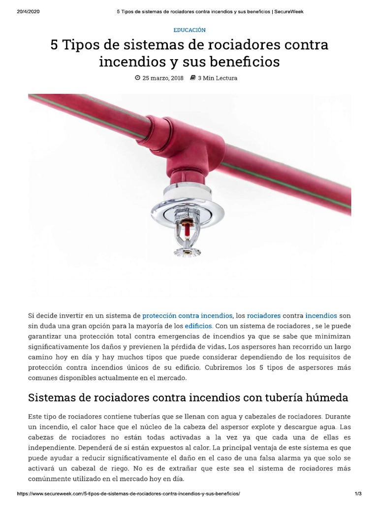 5 Sistemas de Rociadores | PDF