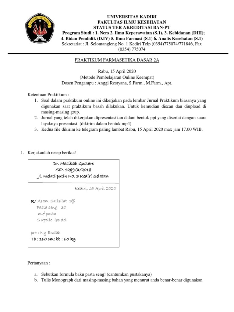 Praktikum Farmasetika Dasar Online 4 Pdf