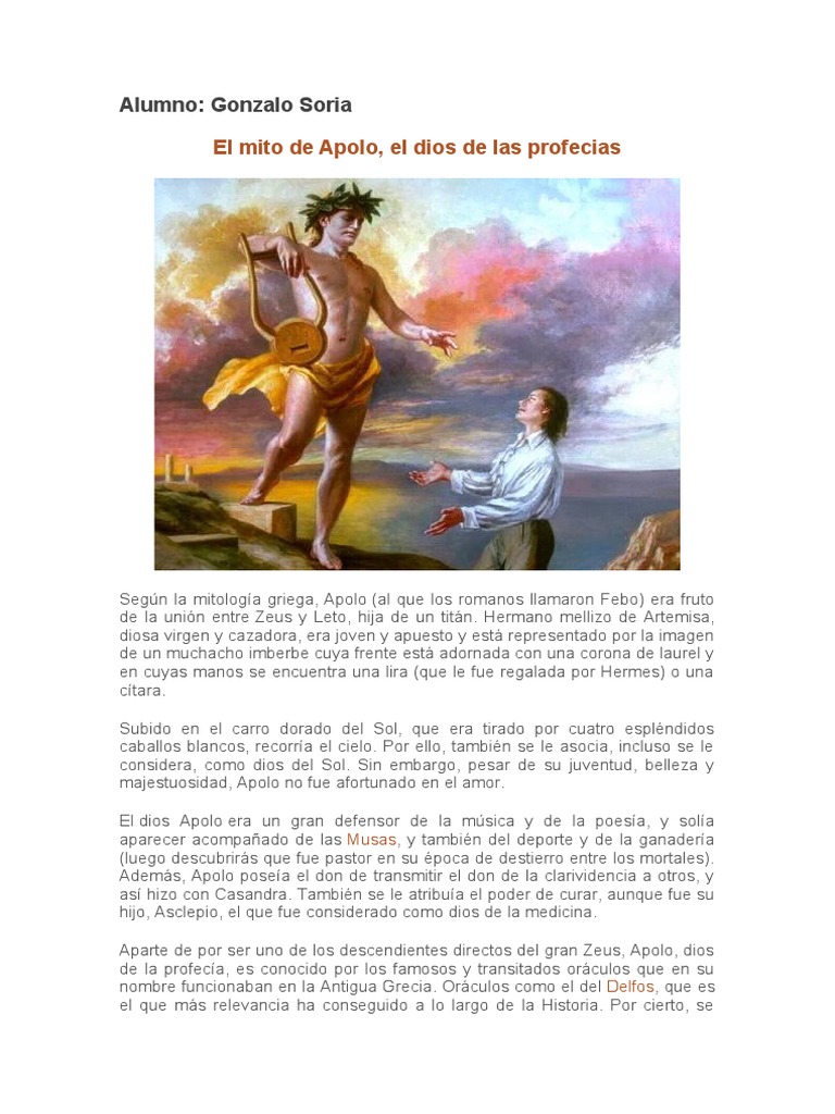 Mito de Apolo: Dios del Sol y Profecía | PDF | Apolo | Doce olímpicos, image size:768x1024