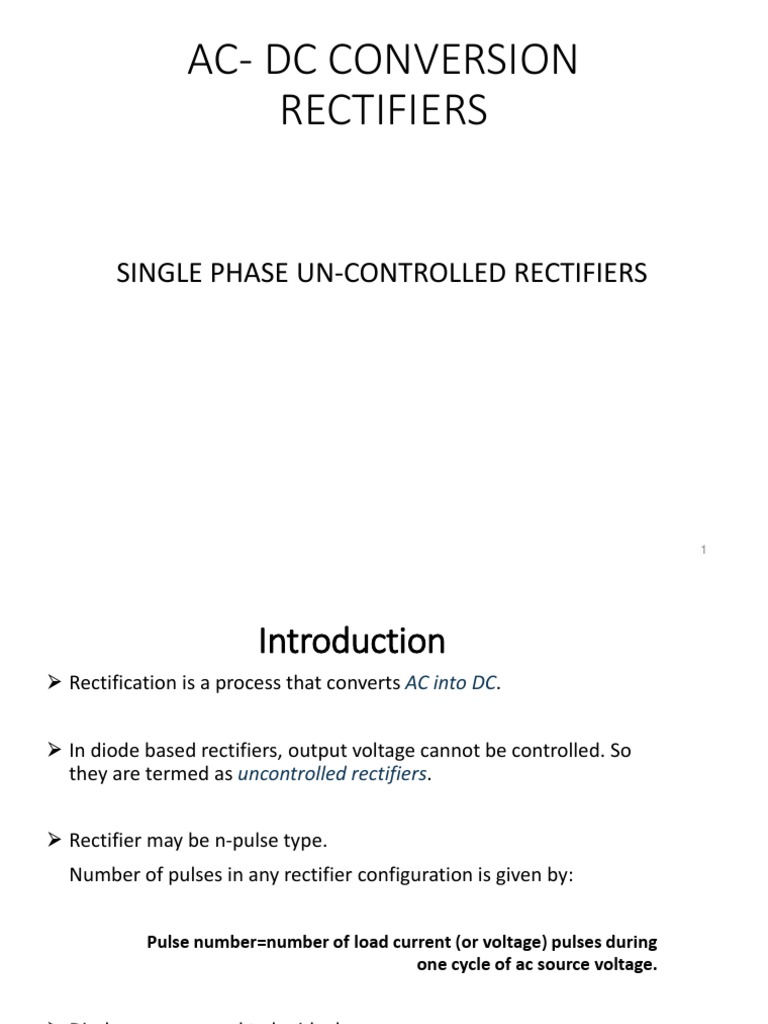 ACDC Conversion (Rectifiers) PDF Rectifier Direct Current