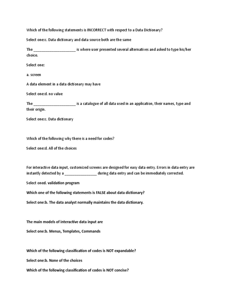 Data Dictionary and User Input Types | PDF | Business | Technology ...