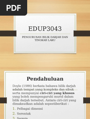 Pengenalan Kepada Pengurusan Bilik Darjah Pdf