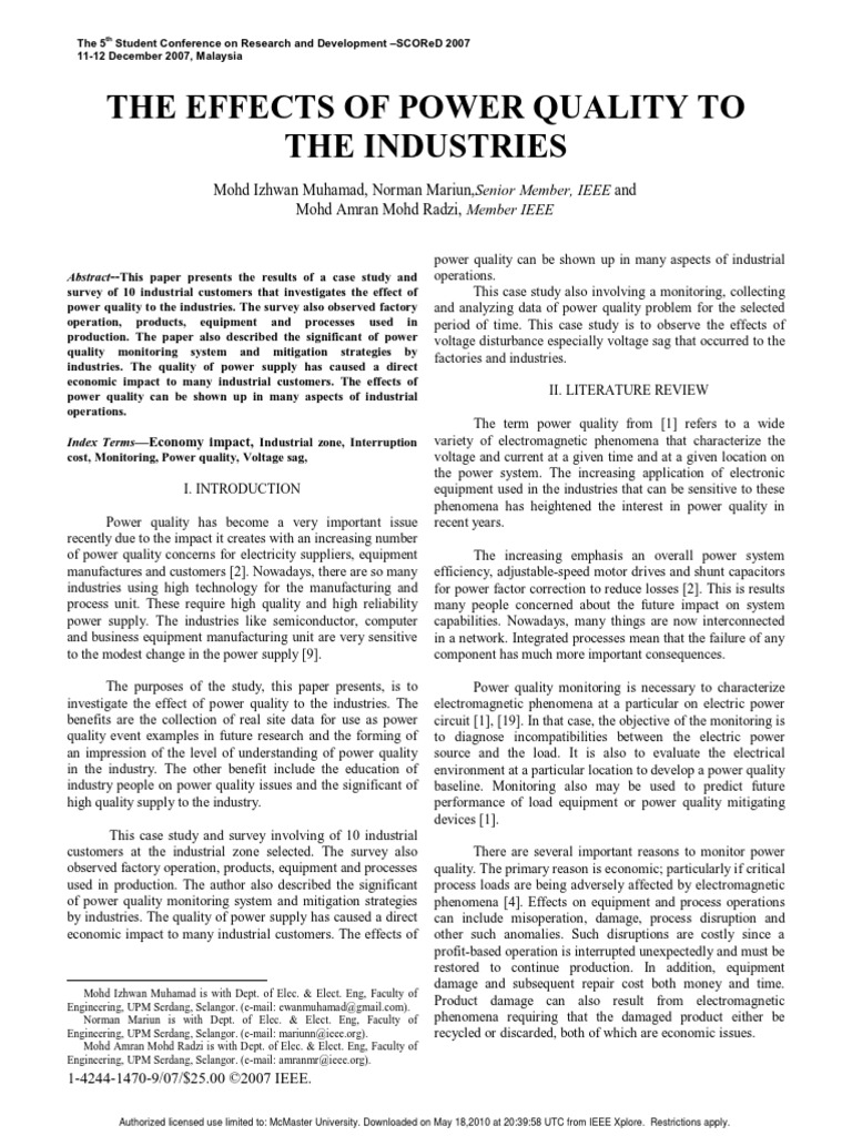The Effects of Power Quality To | PDF | Power Supply | Electricity