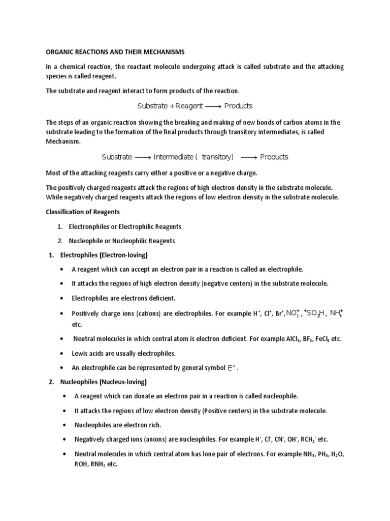 Organic Reactions and Their Mechanisms | PDF | Chemical Reactions | Ion