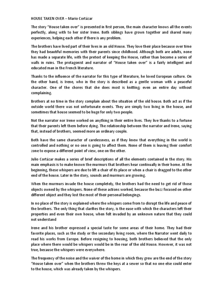 House Taken Over PDF Narration