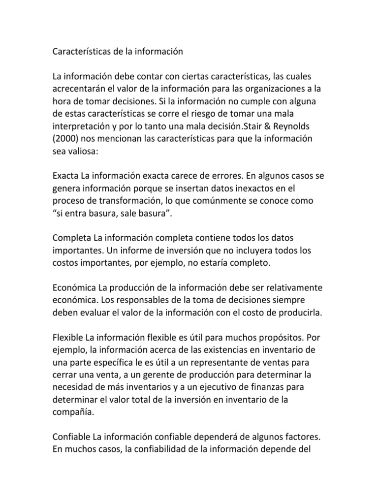 Características de La Información | Descargar gratis PDF | Información ...